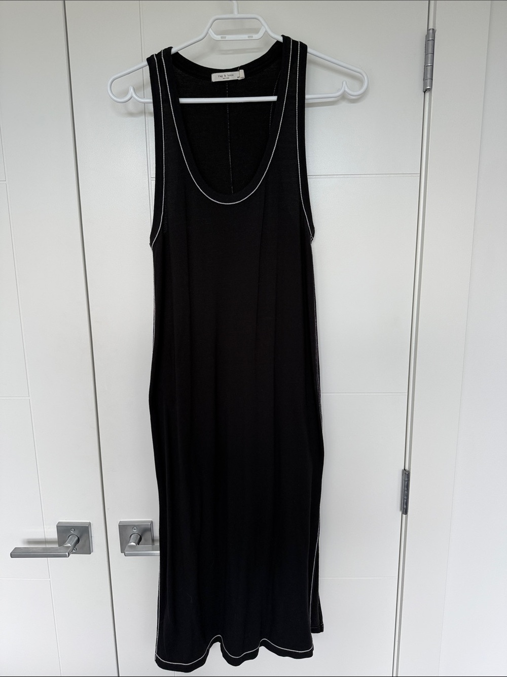 rag & bone Black Tank Midi Dress with White Contrast Stitching